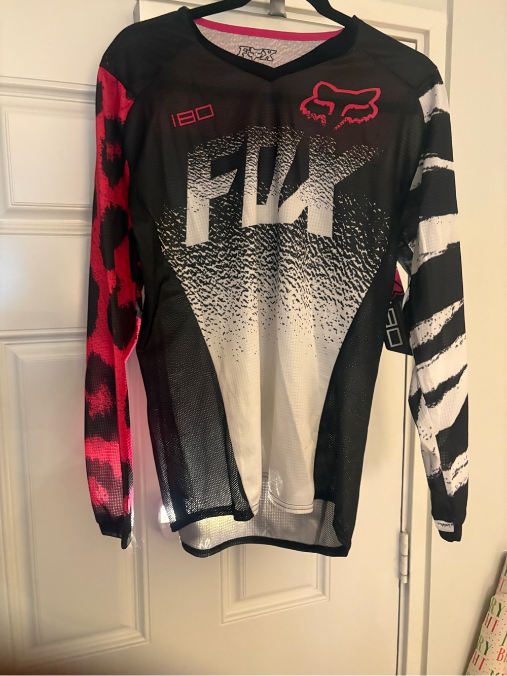 Fox Women's Racing Jersey in Black, White & Pink Accent with matching pants